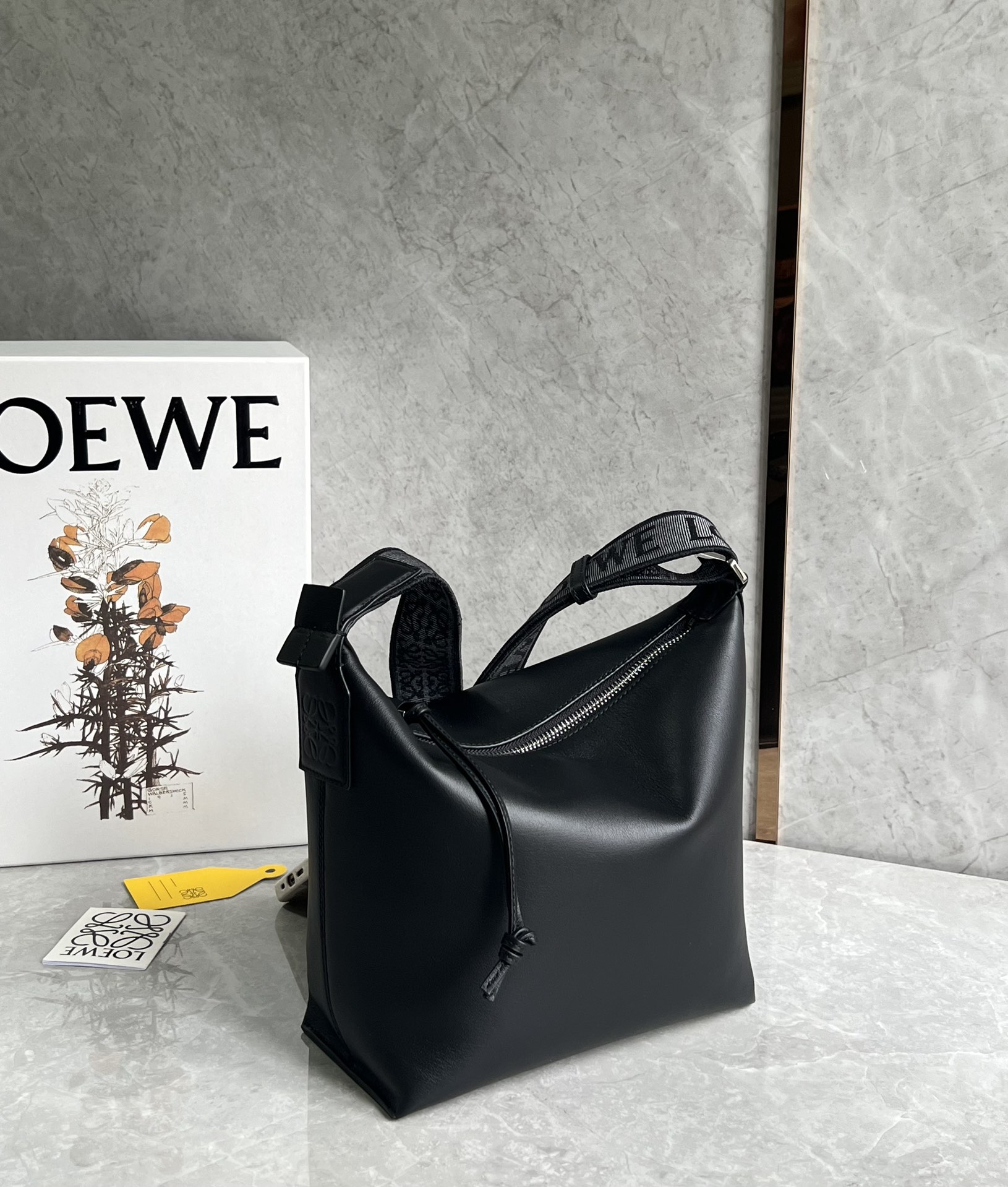 Loewe Small Cubi Crossbody Bag in Supple Smooth Calfskin and Jacquard Black